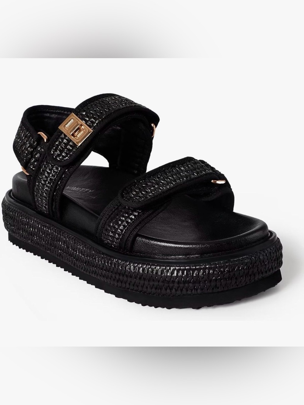 Vimitty Hand-Woven Raffia Platform Sandals Adjustable Buckle Strap